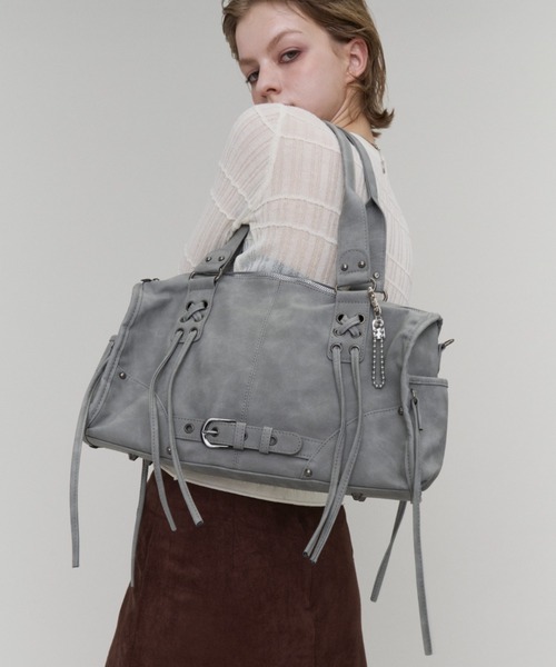 Rohwel(ローウェル)の「Belted Lace-Up Boston Bag / ベルテッドレースアップボストンバッグ(ボストンバッグ・レディース・ブラウン/ブラック/グレー・FREE)」の1枚目の写真