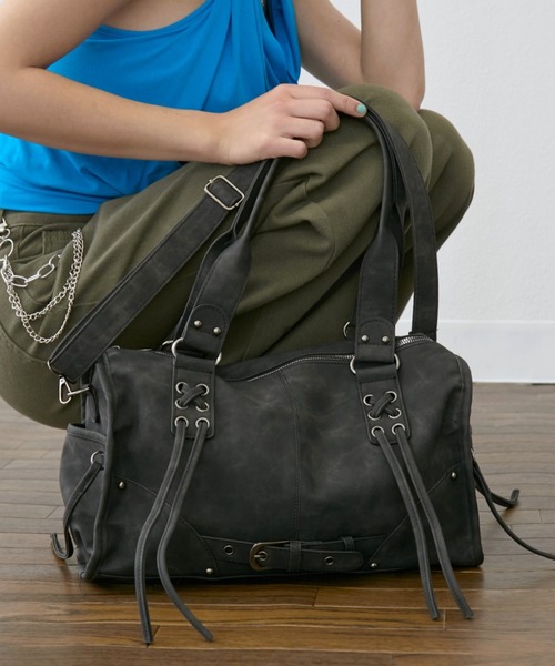 Rohwel(ローウェル)の「Belted Lace-Up Boston Bag / ベルテッドレースアップボストンバッグ(ボストンバッグ・レディース・ブラウン/ブラック/グレー・FREE)」の5枚目の写真