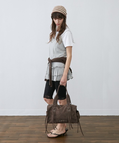 Rohwel(ローウェル)の「Belted Lace-Up Boston Bag / ベルテッドレースアップボストンバッグ(ボストンバッグ・レディース・ブラウン/ブラック/グレー・FREE)」の16枚目の写真