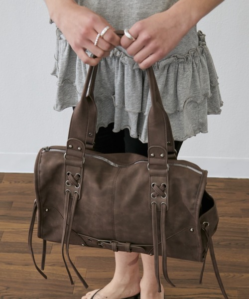 Rohwel(ローウェル)の「Belted Lace-Up Boston Bag / ベルテッドレースアップボストンバッグ(ボストンバッグ・レディース・ブラウン/ブラック/グレー・FREE)」の14枚目の写真