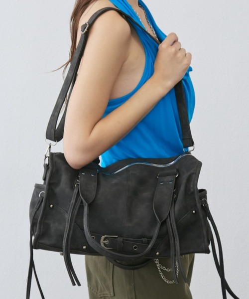 Rohwel(ローウェル)の「Belted Lace-Up Boston Bag / ベルテッドレースアップボストンバッグ(ボストンバッグ・レディース・ブラウン/ブラック/グレー・FREE)」の7枚目の写真