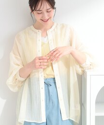 SHOO・LA・RUE | 【S-LL】大人のシアー感 風合い楽しむバンドカラーシャツ(シャツ/ブラウス)