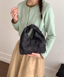 ワンハンドル　ジャカードフラワー　ツイストハンドバッグ