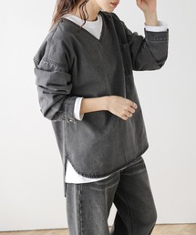 Vネックデニムプルオーバー