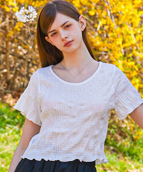 KOLEAT（コレット）の「夏クーリングマモンクロップラウンドネック無地半袖Tシャツ（2色）1141R（Tシャツ/カットソー・レディース・ホワイト/ブラック・FREE）」の4枚目の写真