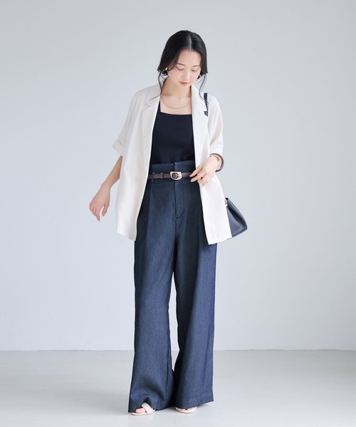 VIS(ビス)の「キャラメルピケハイウエストワンタックパンツ(デニムパンツ・レディース・サックスブルー/ネイビー・M/S)」の22枚目の写真