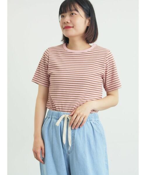 Samansa Mos2(サマンサ モスモス)の「【接触冷感】柄アソート半袖リブカットソー(Tシャツ/カットソー・レディース・ブラック/ブルー/キナリ/ピンク・F)」の4枚目の写真