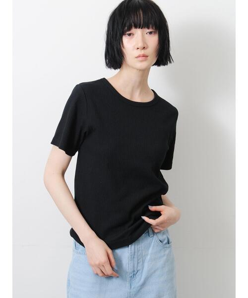 Samansa Mos2(サマンサ モスモス)の「【接触冷感】柄アソート半袖リブカットソー(Tシャツ/カットソー・レディース・ブラック/ブルー/キナリ/ピンク・F)」の2枚目の写真