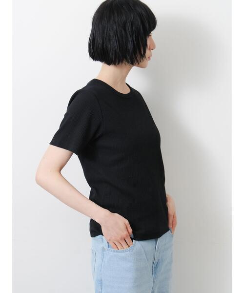 Samansa Mos2(サマンサ モスモス)の「【接触冷感】柄アソート半袖リブカットソー(Tシャツ/カットソー・レディース・ブラック/ブルー/キナリ/ピンク・F)」の8枚目の写真