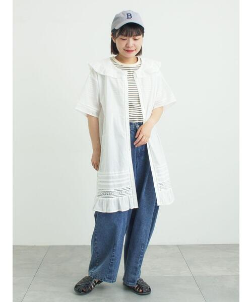 Samansa Mos2(サマンサ モスモス)の「【接触冷感】柄アソート半袖リブカットソー(Tシャツ/カットソー・レディース・ブラック/ブルー/キナリ/ピンク・F)」の10枚目の写真