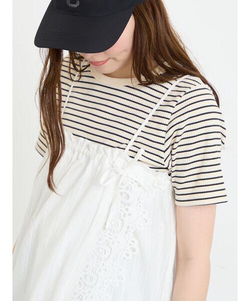 Samansa Mos2(サマンサ モスモス)の「【接触冷感】柄アソート半袖リブカットソー(Tシャツ/カットソー・レディース・ブラック/ブルー/キナリ/ピンク・F)」の15枚目の写真