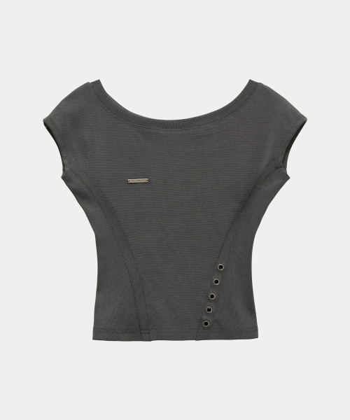 ETRE AU SOMMET(エトレオソメ)の「Pigment Damage Panel Short Top (Dark Gray)(Tシャツ/カットソー・レディース・ダークグレー・FREE)」の11枚目の写真