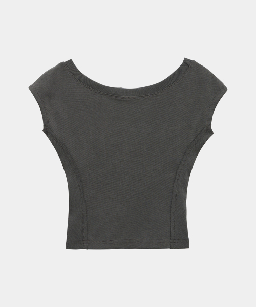 ETRE AU SOMMET(エトレオソメ)の「Pigment Damage Panel Short Top (Dark Gray)(Tシャツ/カットソー・レディース・ダークグレー・FREE)」の2枚目の写真