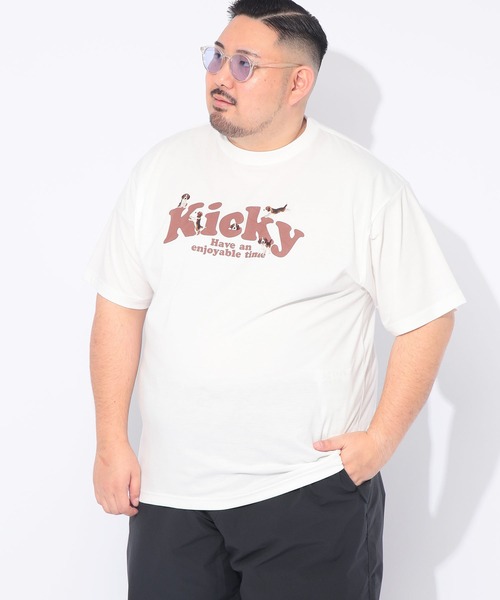 B&T CLUB(ビーティークラブ)の「Tシャツ 半袖 メンズ 大きいサイズ アニマル 刺繍×プリント クルーネック カットソー B&T CLUB (ビーアンドティークラブ)(Tシャツ/カットソー・メンズ・ブラック/ホワイト・X1(3L~4L)/X2(4L~5L)/X3(6L~7L))」の1枚目の写真