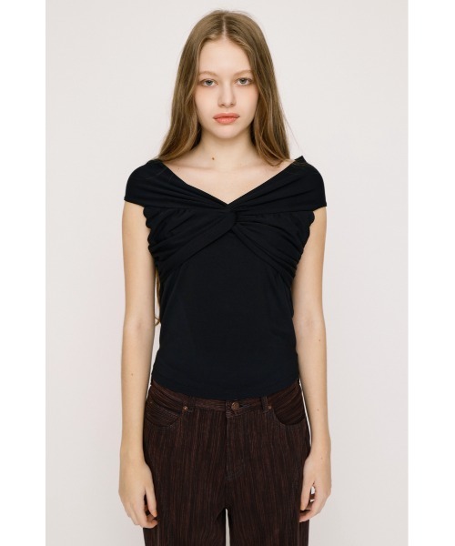 SLY(スライ)の「TWIST CUT TOPS ツウィストカットトップス 夏服(Tシャツ/カットソー・レディース・ブラウン/杢グレー/ブラック・FREE)」の7枚目の写真