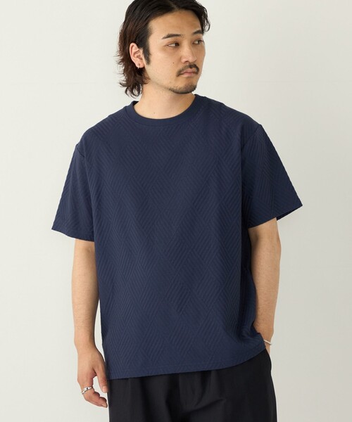 SHIPS Colors(シップス カラーズ)の「SHIPS Colors:リンクス ジャカード Tシャツ◇(Tシャツ/カットソー・メンズ・ライトグレー/ブルー/ネイビー・MEDIUM/X-LARGE/LARGE)」の2枚目の写真