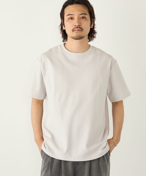SHIPS Colors(シップス カラーズ)の「SHIPS Colors:リンクス ジャカード Tシャツ◇(Tシャツ/カットソー・メンズ・ライトグレー/ブルー/ネイビー・MEDIUM/X-LARGE/LARGE)」の1枚目の写真