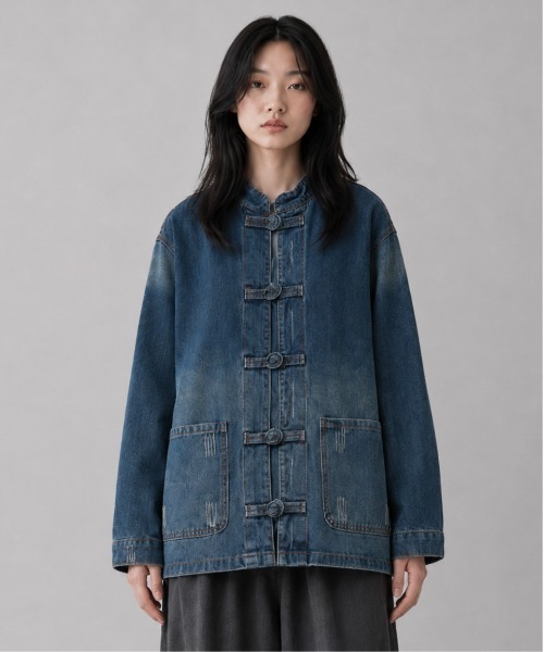 ONE DAY KMC (ワンデイケーエムシー)の「KUNG-FU SHIRT カンフーシャツ チャイナシャツ キレイめ 無地 長袖/ CTTP-001(カバーオール・メンズ・ライトブルー/ダークブルー・LARGE/MEDIUM/SMALL)」の5枚目の写真