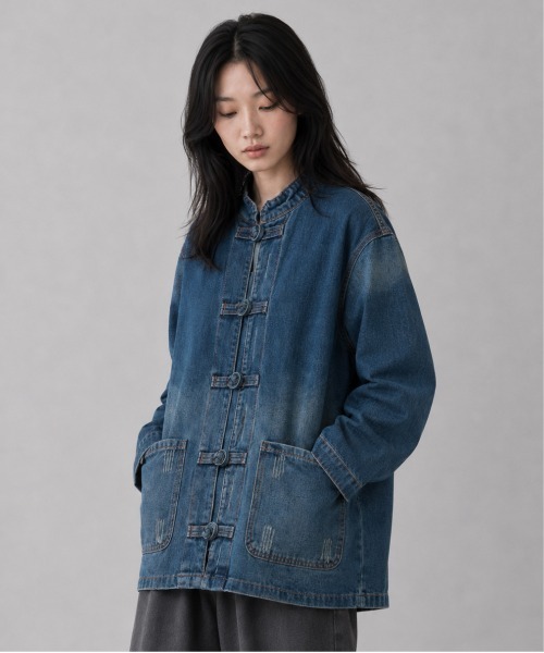ONE DAY KMC (ワンデイケーエムシー)の「KUNG-FU SHIRT カンフーシャツ チャイナシャツ キレイめ 無地 長袖/ CTTP-001(カバーオール・メンズ・ライトブルー/ダークブルー・LARGE/MEDIUM/SMALL)」の6枚目の写真
