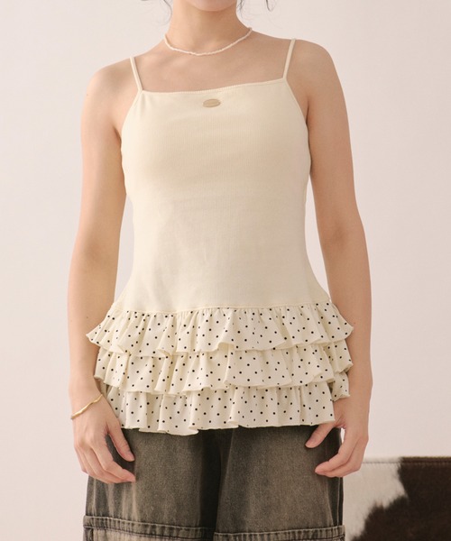 loin nuit(ロワンニュイ)の「many frill camisole / メニーフリルキャミソール(キャミソール・レディース・アイボリー/ブルー/グレー・FREE)」の6枚目の写真