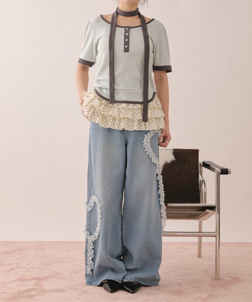 loin nuit(ロワンニュイ)の「many frill camisole / メニーフリルキャミソール(キャミソール・レディース・アイボリー/ブルー/グレー・FREE)」の9枚目の写真
