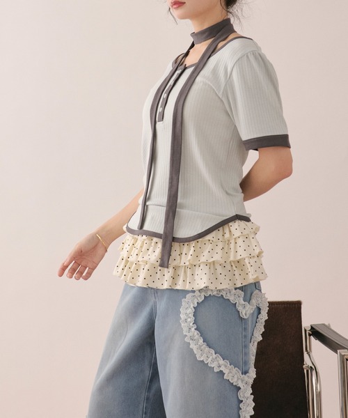 loin nuit(ロワンニュイ)の「many frill camisole / メニーフリルキャミソール(キャミソール・レディース・アイボリー/ブルー/グレー・FREE)」の15枚目の写真