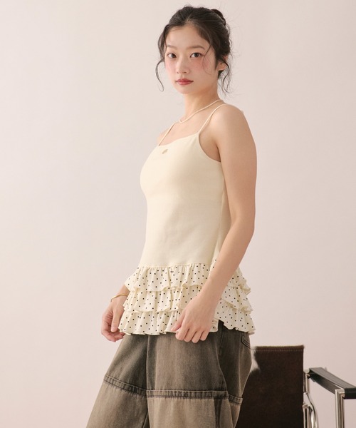loin nuit(ロワンニュイ)の「many frill camisole / メニーフリルキャミソール(キャミソール・レディース・アイボリー/ブルー/グレー・FREE)」の5枚目の写真