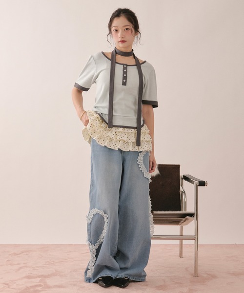 loin nuit(ロワンニュイ)の「many frill camisole / メニーフリルキャミソール(キャミソール・レディース・アイボリー/ブルー/グレー・FREE)」の12枚目の写真