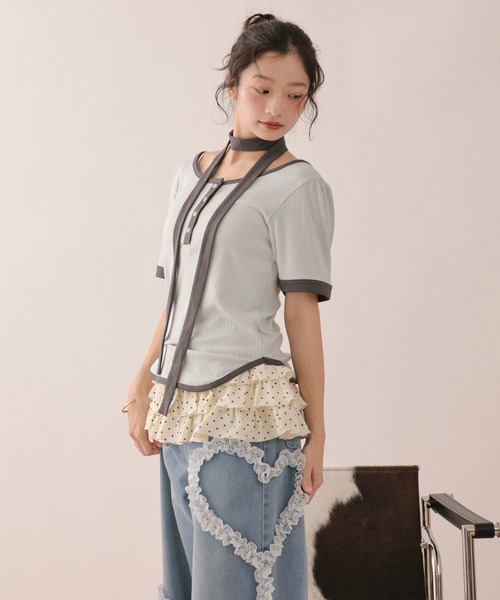 loin nuit(ロワンニュイ)の「many frill camisole / メニーフリルキャミソール(キャミソール・レディース・アイボリー/ブルー/グレー・FREE)」の16枚目の写真