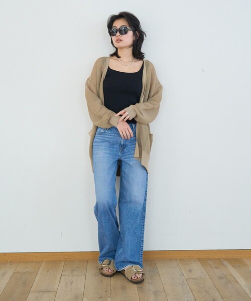 Rouge vif(ルージュヴィフ)の「メッシュニットカーディガン/羽織/冷房対策(カーディガン/ボレロ・レディース・ベージュ/チャコールグレー・フリー)」の16枚目の写真