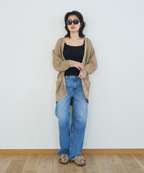 Rouge vif(ルージュヴィフ)の「メッシュニットカーディガン/羽織/冷房対策(カーディガン/ボレロ・レディース・ベージュ/チャコールグレー・フリー)」の18枚目の写真