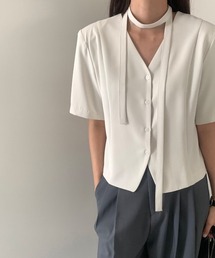 Vネック半袖ジャケット