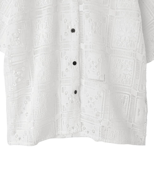 STYLE DELI(スタイルデリ)の「【BLK001】クロシェレースハーフスリーブシャツ(シャツ/ブラウス・レディース・オフホワイト/ブラック・FREE)」の16枚目の写真