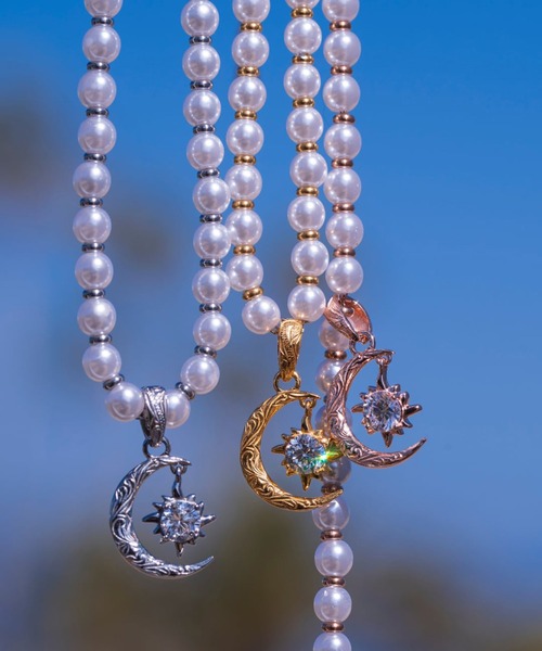 セール】Pearl×sun and moon necklace/【ハワイアンジュエリー
