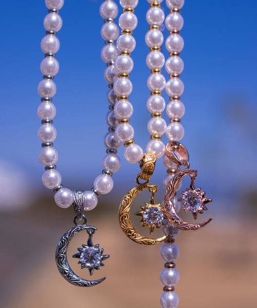 セール】Pearl×sun and moon necklace/【ハワイアンジュエリー