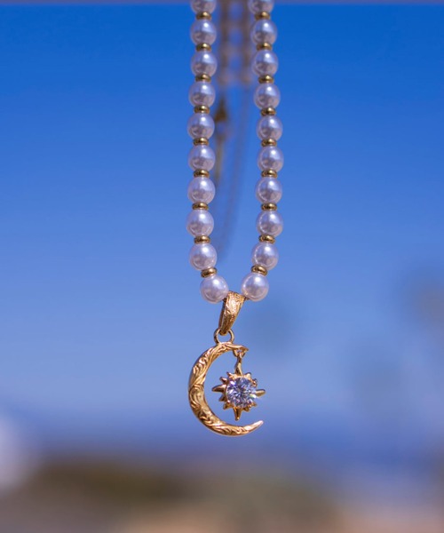 セール】Pearl×sun and moon necklace/【ハワイアンジュエリー