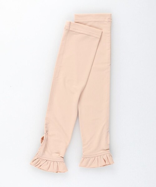 BRANSHES(ブランシェス)の「【接触冷感/UVケア】リボンプリントフリルアームカバー(アウトドアグッズ・キッズ・チャコールグレー/ピンク・FREE)」の8枚目の写真