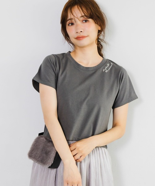 mysty woman（ミスティウーマン）の「【接触冷感】アソートミニロゴT半袖　1046997（Tシャツ/カットソー・レディース・ブラック/チャコールグレー/オフホワイト・FREE）」の11枚目の写真