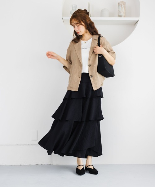 mysty woman（ミスティウーマン）の「【接触冷感】アソートミニロゴT半袖　1046997（Tシャツ/カットソー・レディース・ブラック/チャコールグレー/オフホワイト・FREE）」の16枚目の写真