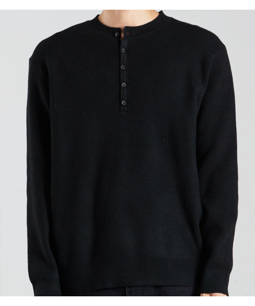 BUTTON SEOUL(ボタンソウル)の「5ボタンヘンリーネックロングスリーブニット(ブラック)(ニット/セーター・メンズ・その他・MEDIUM/LARGE)」の2枚目の写真