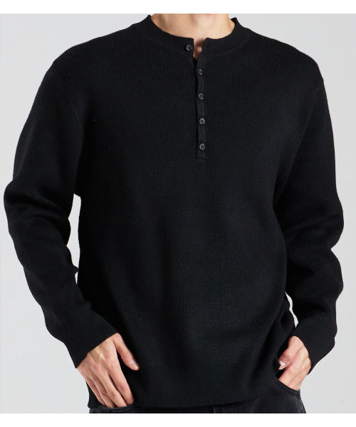 BUTTON SEOUL(ボタンソウル)の「5ボタンヘンリーネックロングスリーブニット(ブラック)(ニット/セーター・メンズ・その他・MEDIUM/LARGE)」の8枚目の写真