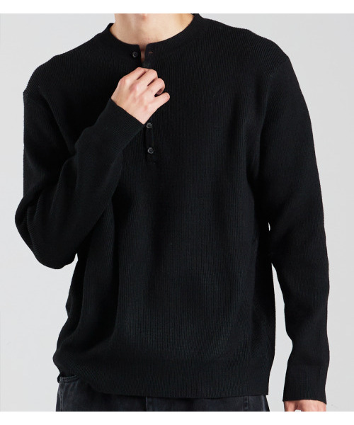 BUTTON SEOUL(ボタンソウル)の「5ボタンヘンリーネックロングスリーブニット(ブラック)(ニット/セーター・メンズ・その他・MEDIUM/LARGE)」の9枚目の写真