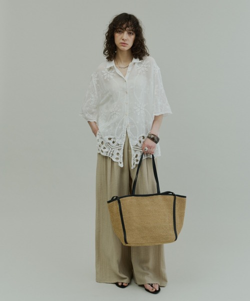 Plumel(プルメル)の「Half Sleeve Scallop Lace Shirt / ハーフスリーブスカラップレースシャツ(シャツ/ブラウス・レディース・オフホワイト/ベージュ・MEDIUM)」の3枚目の写真