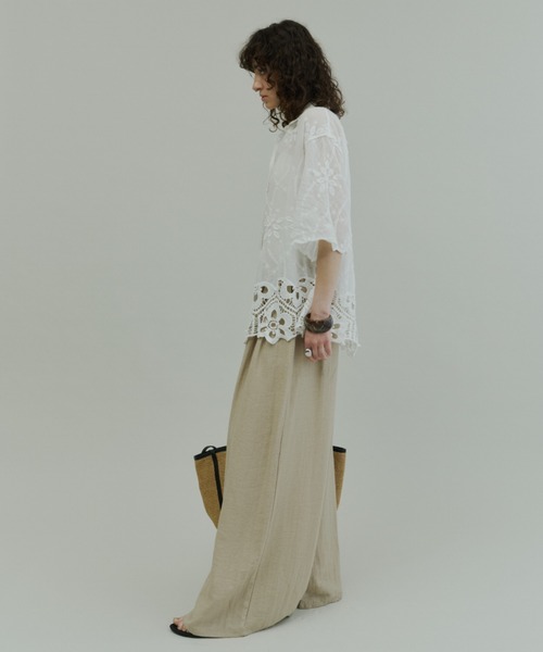 Plumel(プルメル)の「Half Sleeve Scallop Lace Shirt / ハーフスリーブスカラップレースシャツ(シャツ/ブラウス・レディース・オフホワイト/ベージュ・MEDIUM)」の6枚目の写真
