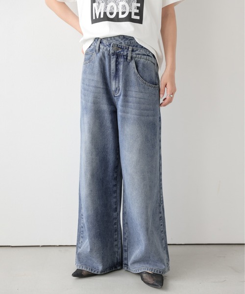 La-gemme(ラジェム)の「レースポケットアシンメトリーデニムパンツ(デニムパンツ・レディース・ネイビー/ブルー/ライトブルー・L/M)」の3枚目の写真