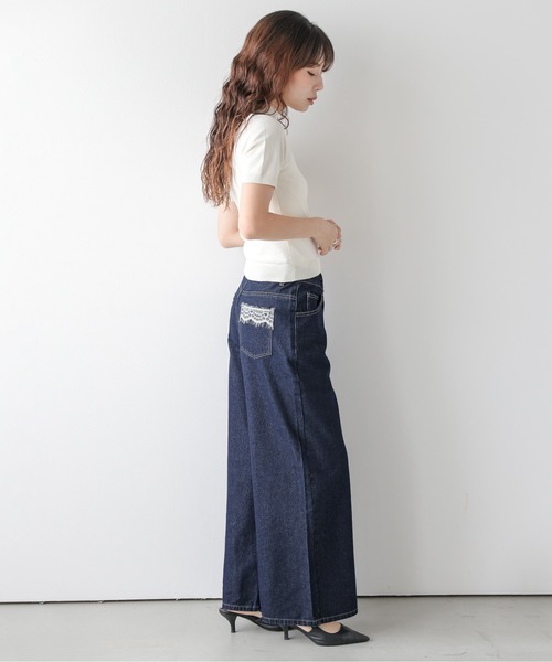 La-gemme(ラジェム)の「レースポケットアシンメトリーデニムパンツ(デニムパンツ・レディース・ネイビー/ブルー/ライトブルー・L/M)」の15枚目の写真