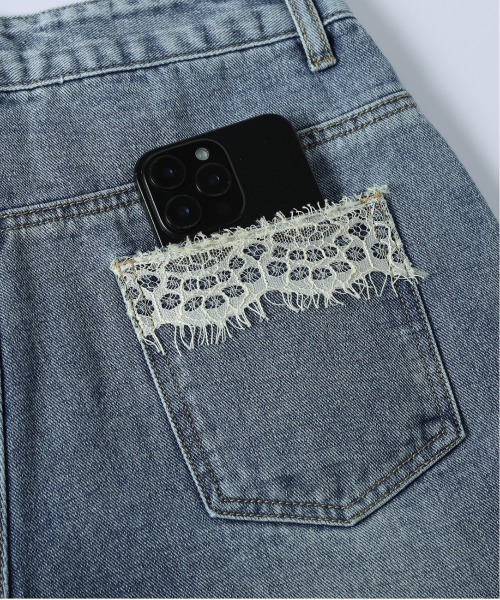 La-gemme(ラジェム)の「レースポケットアシンメトリーデニムパンツ(デニムパンツ・レディース・ネイビー/ブルー/ライトブルー・L/M)」の5枚目の写真