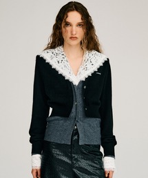 【2026Autumn Pre-Order】ヤクブレンドVネックレイヤードニットカーデ / Yak Blend V-Neck Layered Knit Cardigan