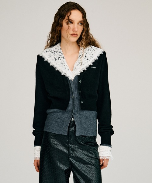 PRANK PROJECT(プランクプロジェクト)の「【2026Autumn Pre-Order】ヤクブレンドVネックレイヤードニットカーデ / Yak Blend V-Neck Layered Knit Cardigan(カーディガン/ボレロ・レディース・ブラウン/ブラック/チャコールグレー・FREE)」の7枚目の写真