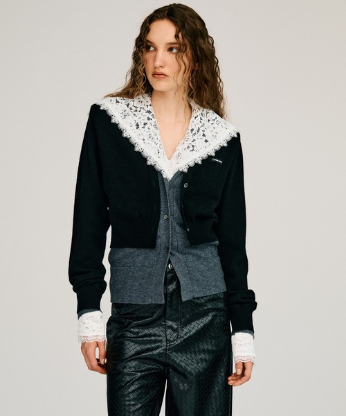 PRANK PROJECT(プランクプロジェクト)の「【2026Autumn Pre-Order】ヤクブレンドVネックレイヤードニットカーデ / Yak Blend V-Neck Layered Knit Cardigan(カーディガン/ボレロ・レディース・ブラウン/ブラック/チャコールグレー・FREE)」の6枚目の写真